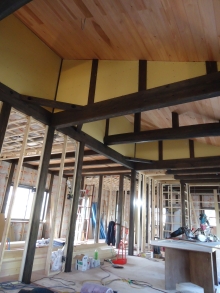 杉板張り斜め天井(居間)